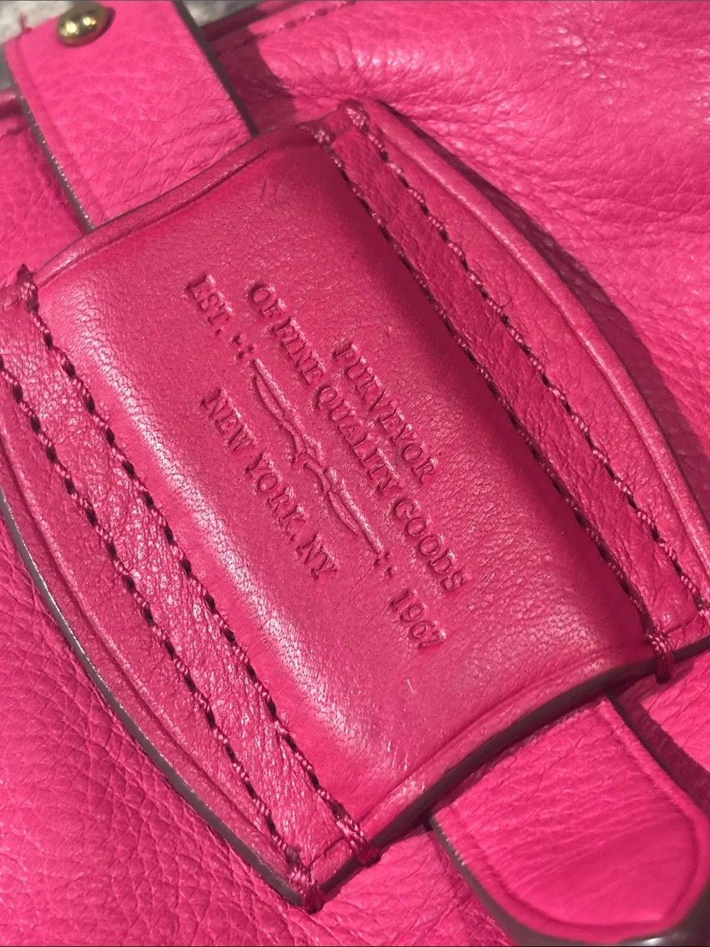 Ralph Lauren bright pink tote slouchy soft leather embossed logo multi pocket